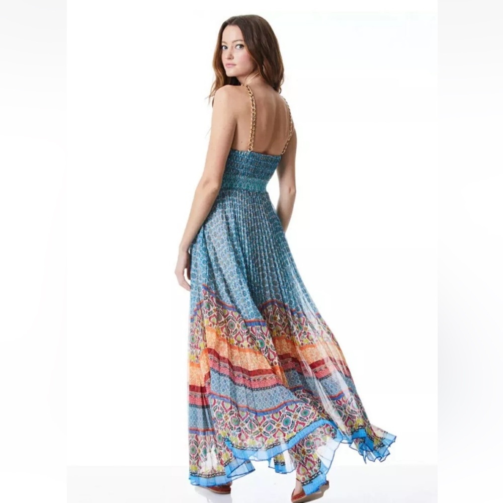Alice + Olivia Gloria Chain-Strap Pleated Maxi Dress Size 4 - Picture 4 of 11